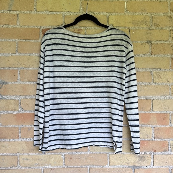 Michael Stars Linen Striped Long Sleeve Top - Picture 4 of 4